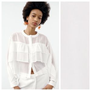 Zara White Layered Blouse